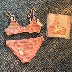 Aerie Pink Striped swim set
